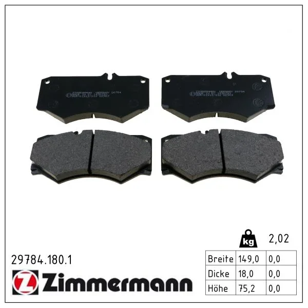Sada brzdových destiček, kotoučová brzda ZIMMERMANN 29784.180.1