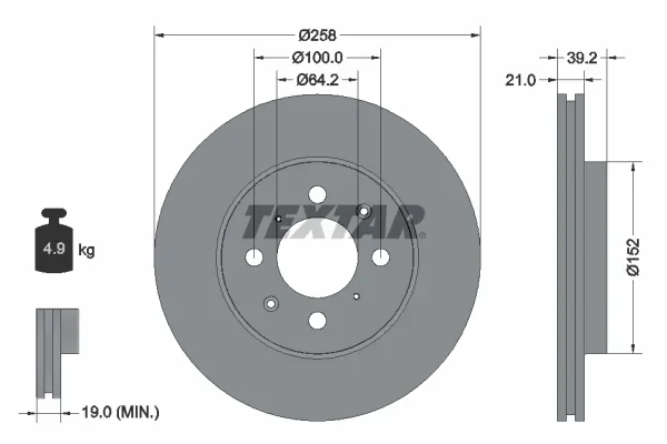 Brzdový kotouč TEXTAR 92165903 – OE 45251SAAG50