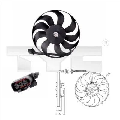 Větrák, chlazení motoru TYC 837-0006 – OE 6Q0959455J
