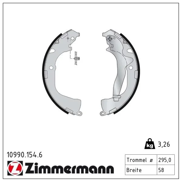 Sada brzdových čelistí ZIMMERMANN 10990.154.6 – OE 2H0698525
