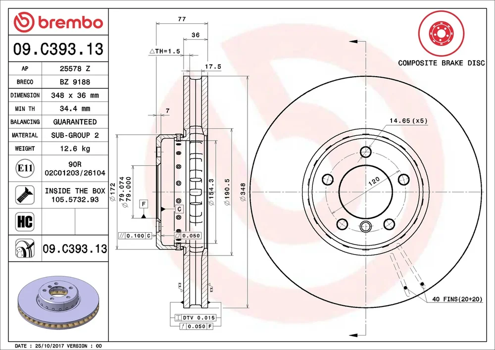 Brzdový kotouč BREMBO 09.C393.13
