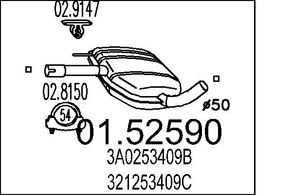 Stredni tlumic vyfuku MTS 01.52590 Stredni tlumic vyfuku MTS 01.52590