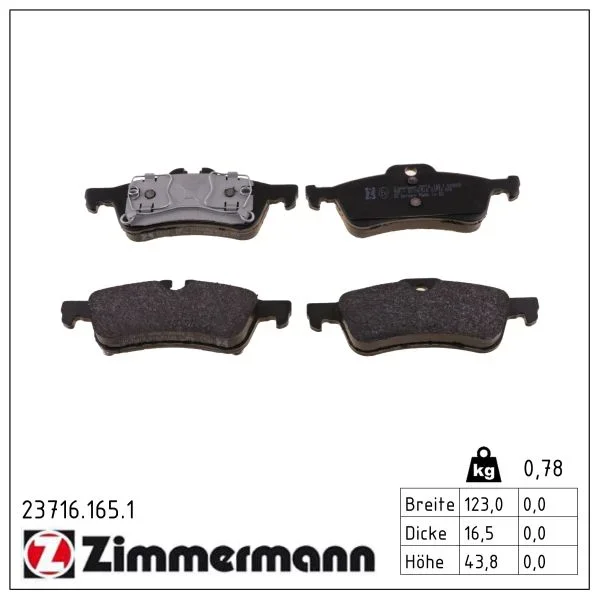 Sada brzdových destiček, kotoučová brzda ZIMMERMANN 23716.165.1