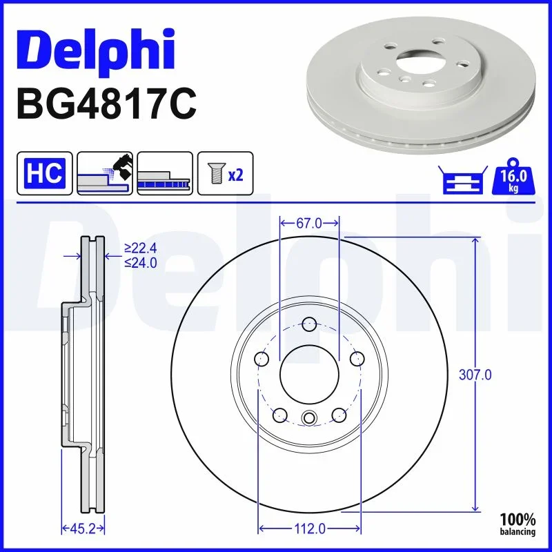 Brzdový kotouč DELPHI BG4817C