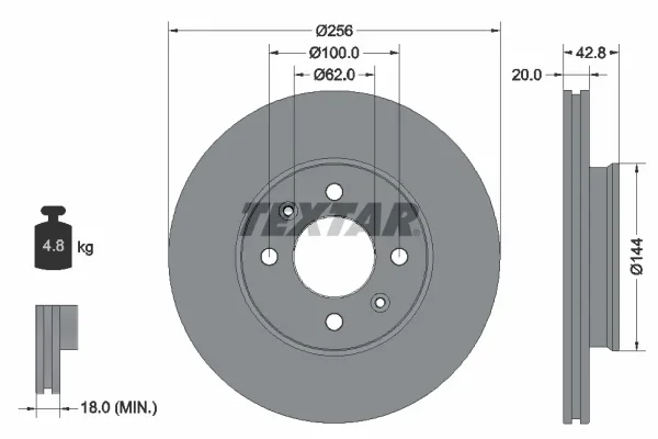 Brzdový kotouč TEXTAR 92295403 – OE 51712G6300