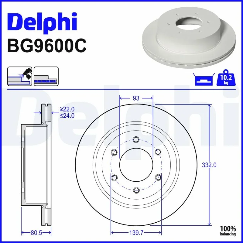 Brzdový kotouč DELPHI BG9600C Brzdový kotouč DELPHI BG9600C