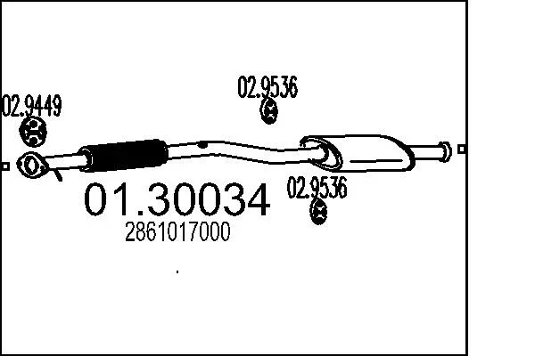 Predni tlumic vyfuku MTS 01.30034 – OE 2861017000 Predni tlumic vyfuku MTS 01.30034 – OE 2861017000