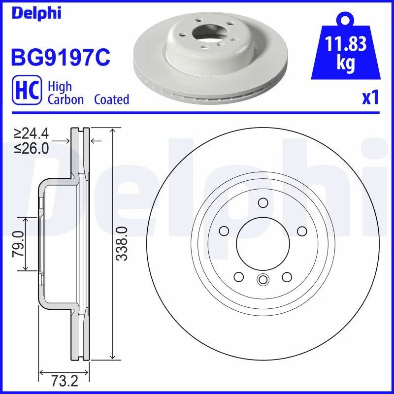 Brzdový kotouč DELPHI BG9197C – OE 34116778647