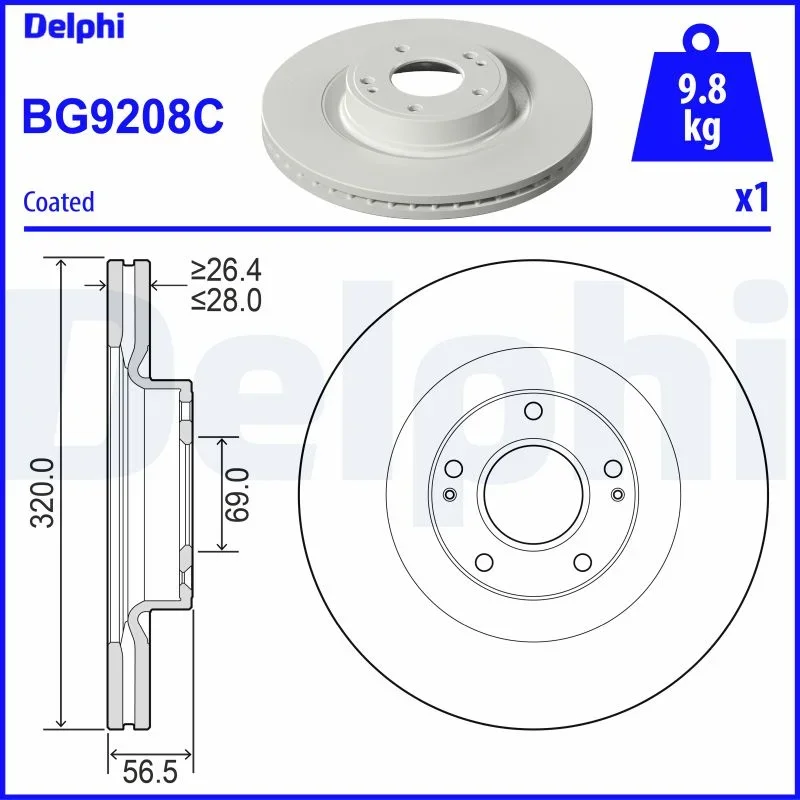 Brzdový kotouč DELPHI BG9208C