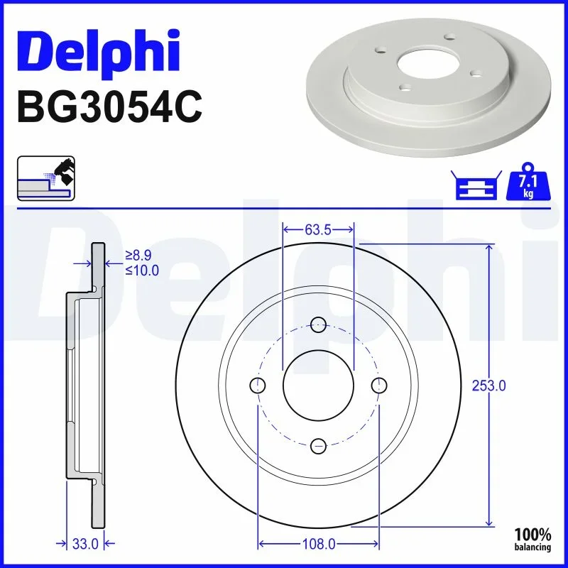 Brzdový kotouč DELPHI BG3054C