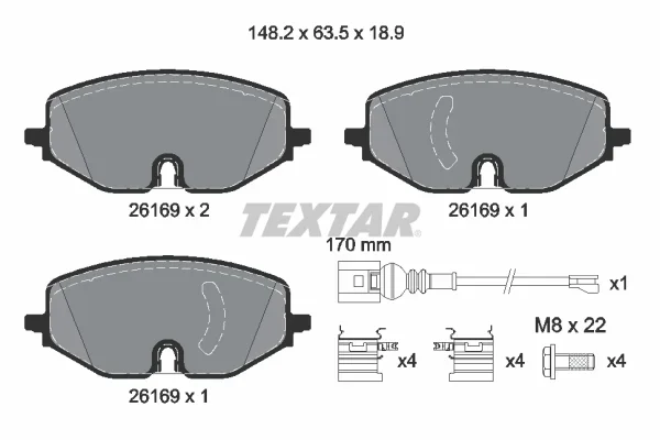 Sada brzdových destiček, kotoučová brzda TEXTAR 2616901