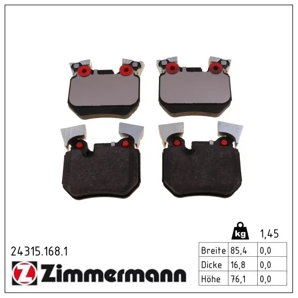 Sada brzdových destiček, kotoučová brzda ZIMMERMANN 24315.168.1