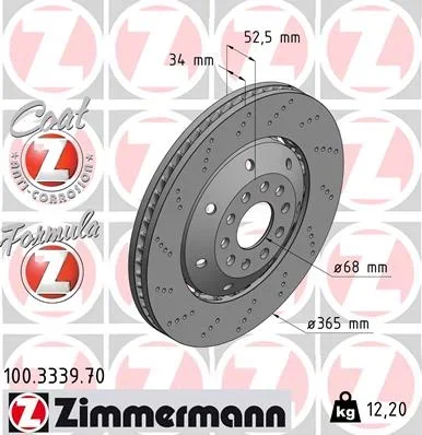 Brzdový kotouč ZIMMERMANN 100.3339.70 – OE 4B3615301E
