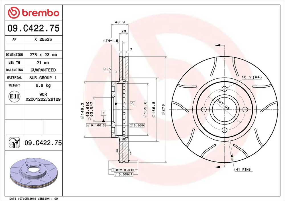 Brzdový kotouč BREMBO 09.C422.75