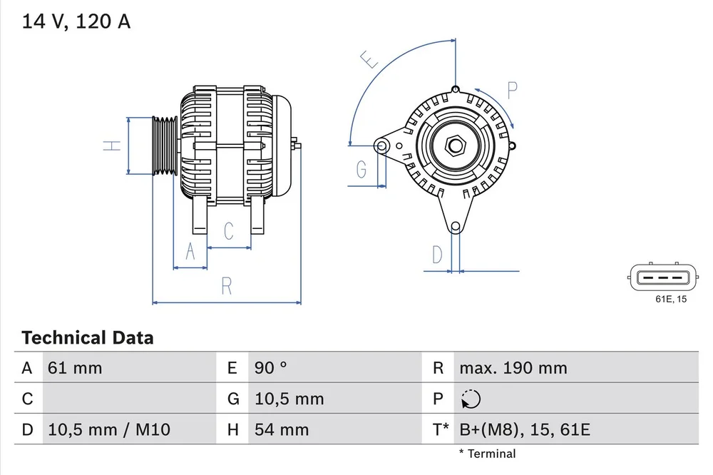 BO 0986044841 Alternátor BOSCH-výměnný díl
