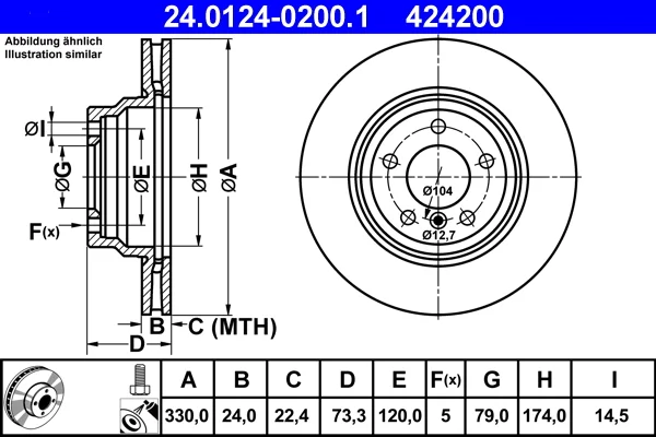 Brzdový kotouč ATE 24.0124-0200.1
