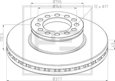 Brzdový kotouč PE Automotive 036.144-00A