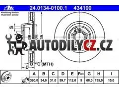 AT 434100 P/L brzdový kotouč ATE
