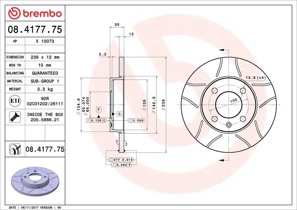 Brzdový kotouč BREMBO 08.4177.75
