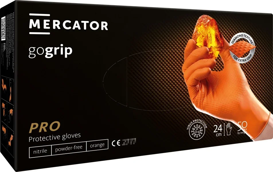 Nitrilové rukavice GoGrip oranžové vel. XL, 50 ks MERCATOR MER20337