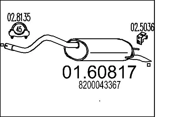 Zadni tlumic vyfuku MTS 01.60817 – OE 8200043367 Zadni tlumic vyfuku MTS 01.60817 – OE 8200043367