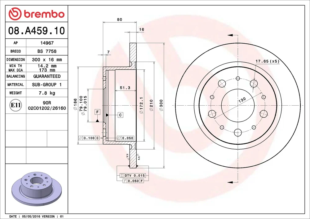 Brzdový kotouč BREMBO 08.A459.10
