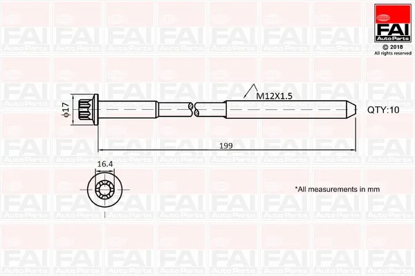 Sada šroubů hlavy válce FAI AutoParts B1756 – OE 11128513128