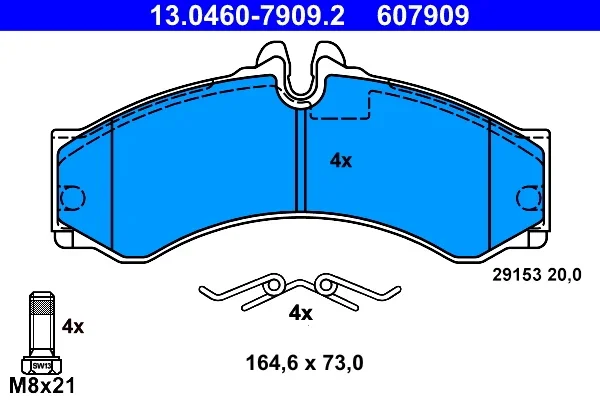 Sada brzdových destiček, kotoučová brzda ATE 13.0460-7909.2