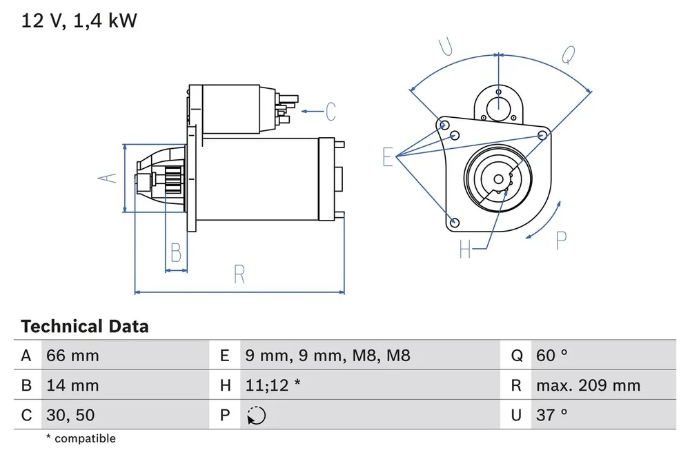 BO 0986021651 Startér BOSCH-výměnný díl