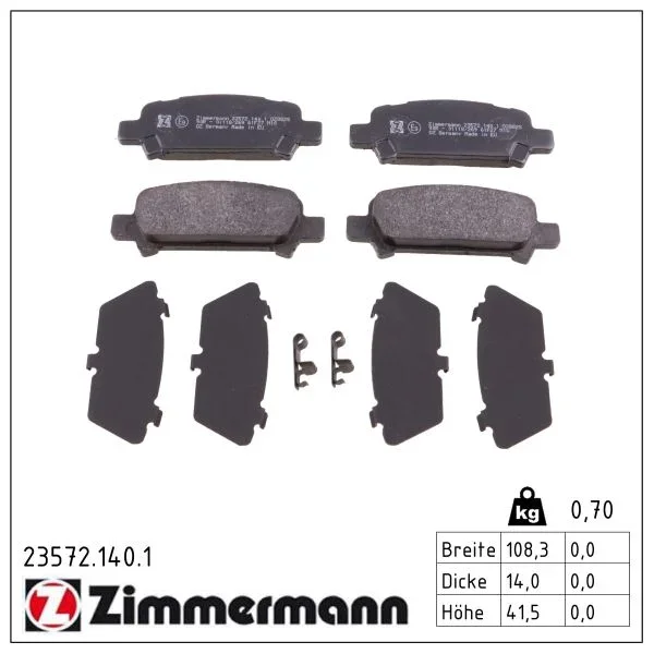 Sada brzdových destiček, kotoučová brzda ZIMMERMANN 23572.140.1