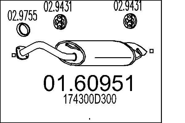 Zadni tlumic vyfuku MTS 01.60951 – OE 174300D300