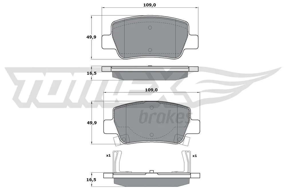 Sada brzdových destiček, kotoučová brzda Tomex Brakes TX17-21
