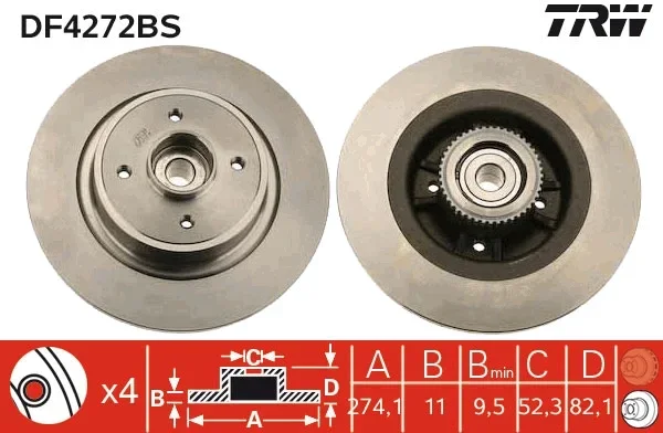 Brzdový kotouč TRW DF4272BS