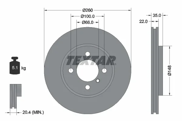Brzdový kotouč TEXTAR 92026503