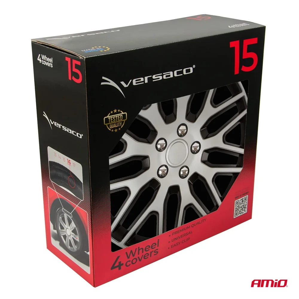Poklice Dakar 15” černo-stříbrná sada 4ks COLOR BOX Versaco 8507 - Obrázek 4