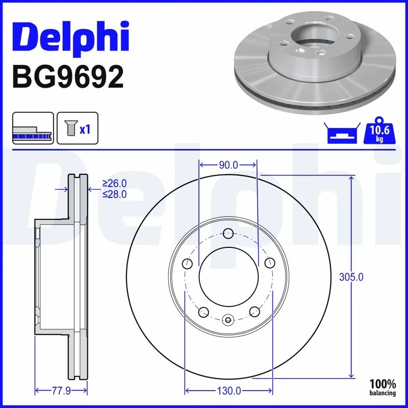Brzdový kotouč DELPHI BG9692