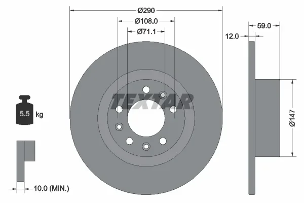 Brzdový kotouč TEXTAR 92313603 – OE 9683993280