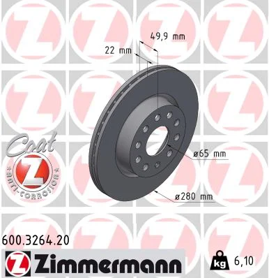 Brzdový kotouč ZIMMERMANN 600.3264.20