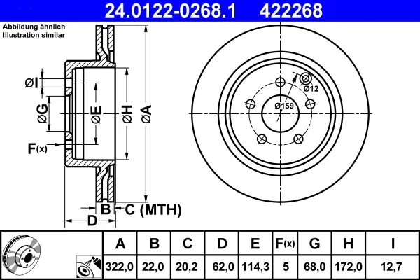 Brzdový kotouč ATE 24.0122-0268.1 – OE 43206-CD005