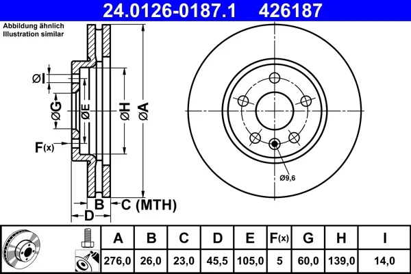 Brzdový kotouč ATE 24.0126-0187.1