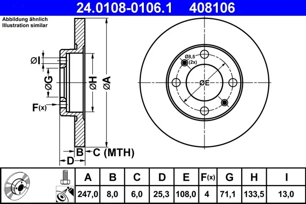 Brzdový kotouč ATE 24.0108-0106.1