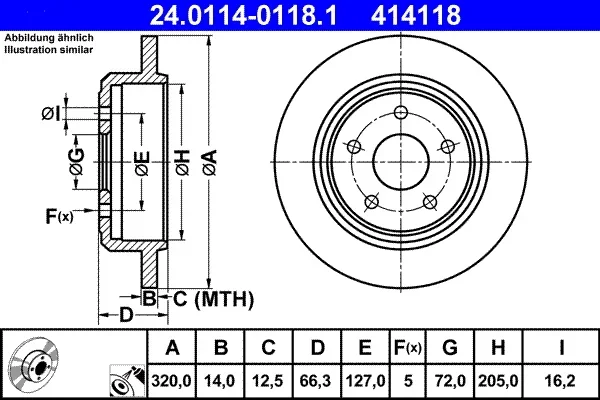 Brzdový kotouč ATE 24.0114-0118.1