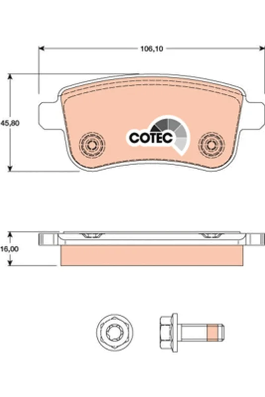 Sada brzdových destiček, kotoučová brzda TRW GDB1791