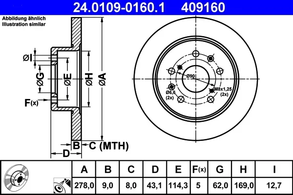 Brzdový kotouč ATE 24.0109-0160.1 – OE 55611-80J10