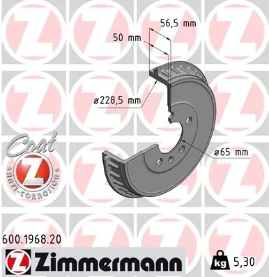 Kotouč brzdový ZIMMERMANN 600.1968.20 – OE 2Q0609617A Kotouč brzdový ZIMMERMANN 600.1968.20 – OE 2Q0609617A
