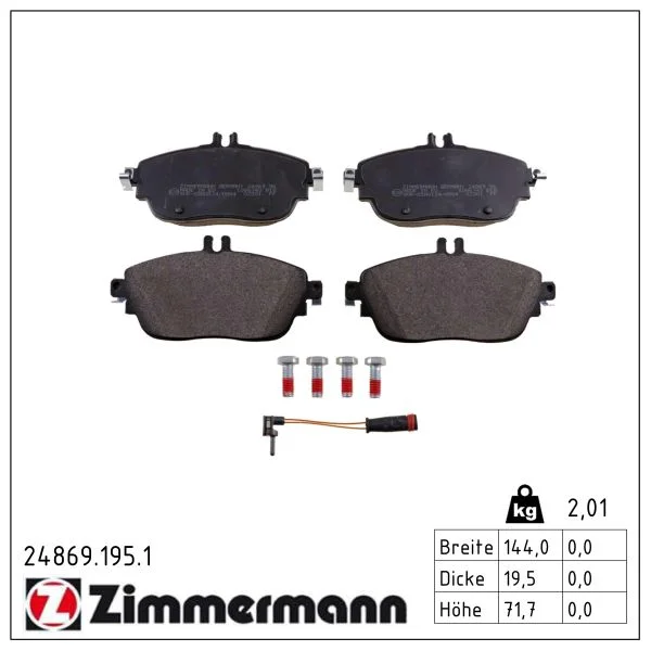 Sada brzdových destiček, kotoučová brzda ZIMMERMANN 24869.195.1