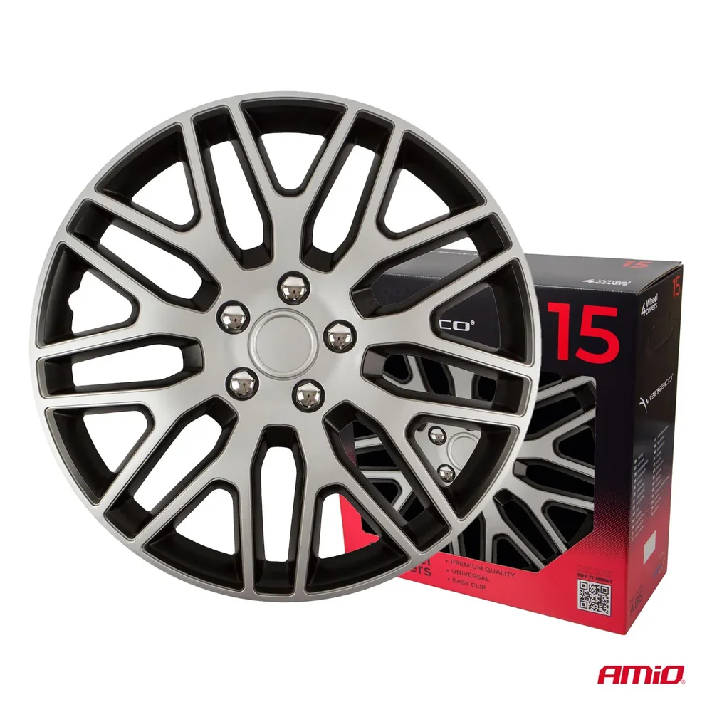 Poklice Dakar 15” černo-stříbrná sada 4ks COLOR BOX Versaco 8507 - Obrázek 3