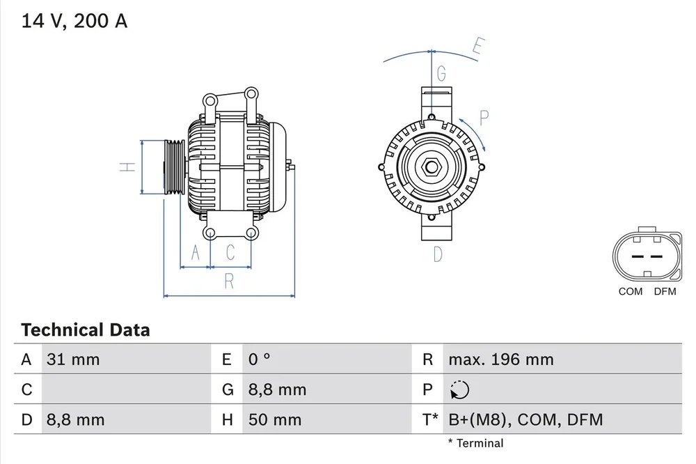 BO 0986047490 Alternátor BOSCH-výměnný díl