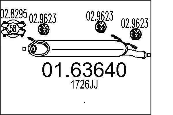 Zadni tlumic vyfuku MTS 01.63640 – OE 1726JJ