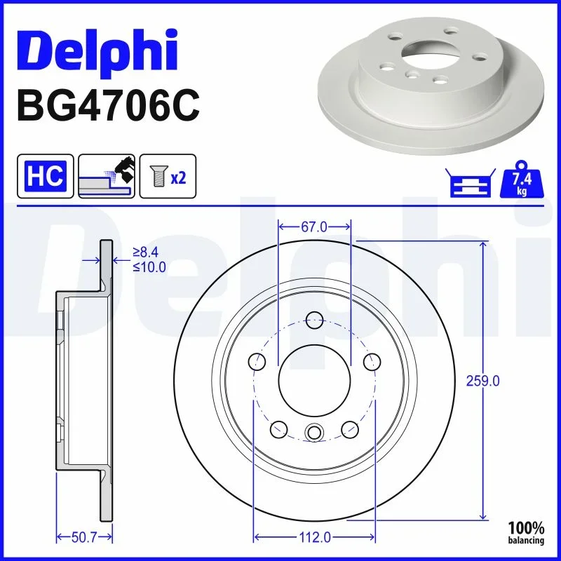 Brzdový kotouč DELPHI BG4706C – OE 34216799383